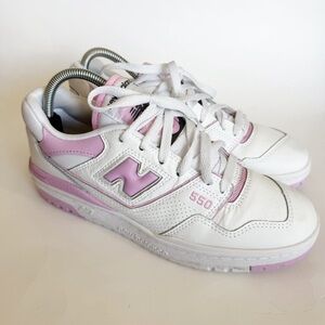 New Balance White and Light Pink 550 Sneakers brand new collection
